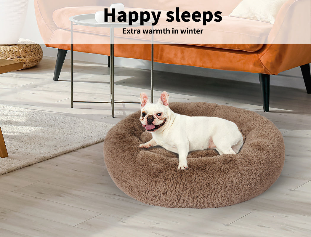 Pawz Dog Calming Bed Warm Soft Plush Thicker round Comfy Sleeping Large Washable